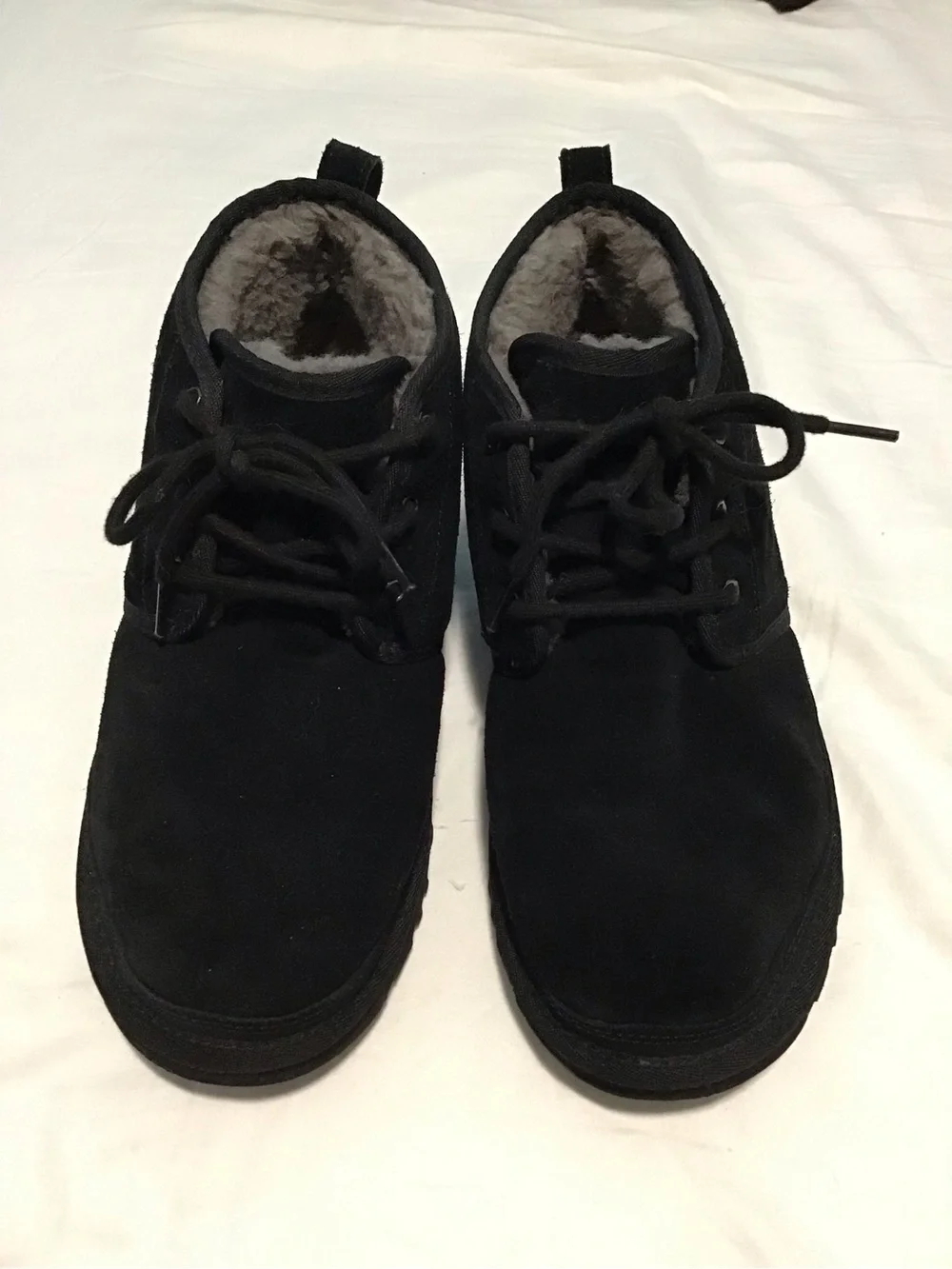 UGG Black Suede Lace-Up Shearling Ankle Shoes Size 11